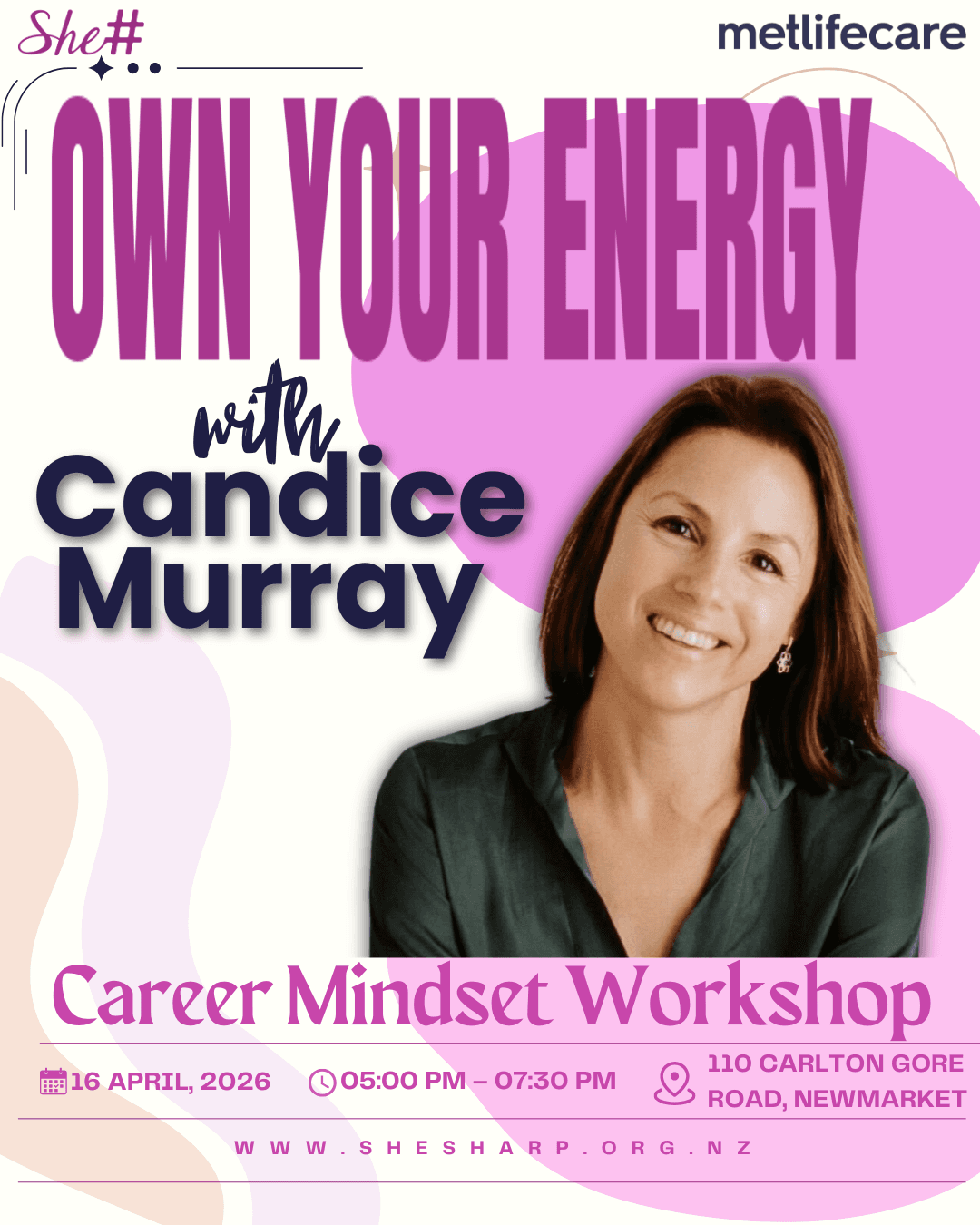 She Sharp & Candice Murray: Own your Energy! workshop banner