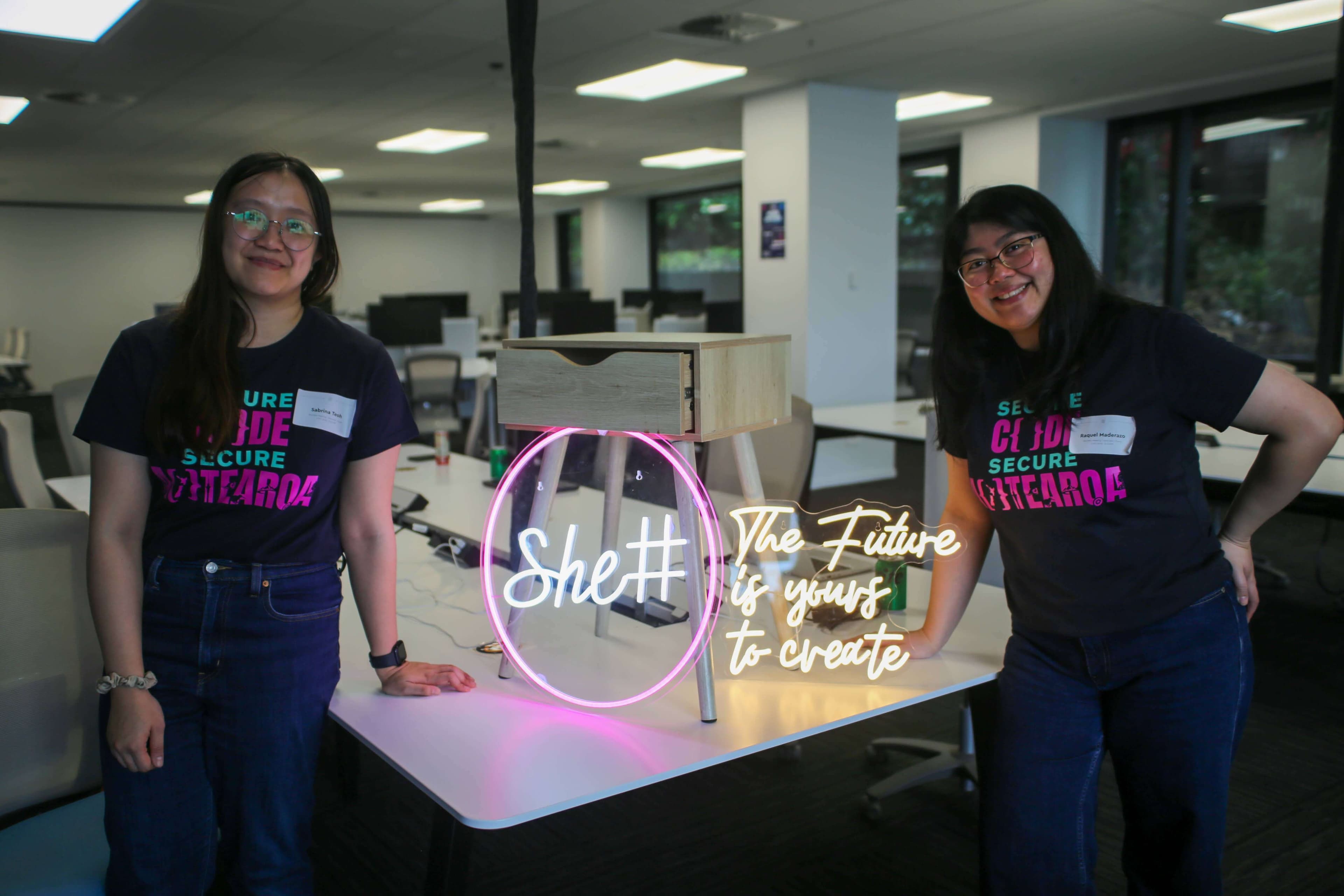 She Sharp volunteers at event setup